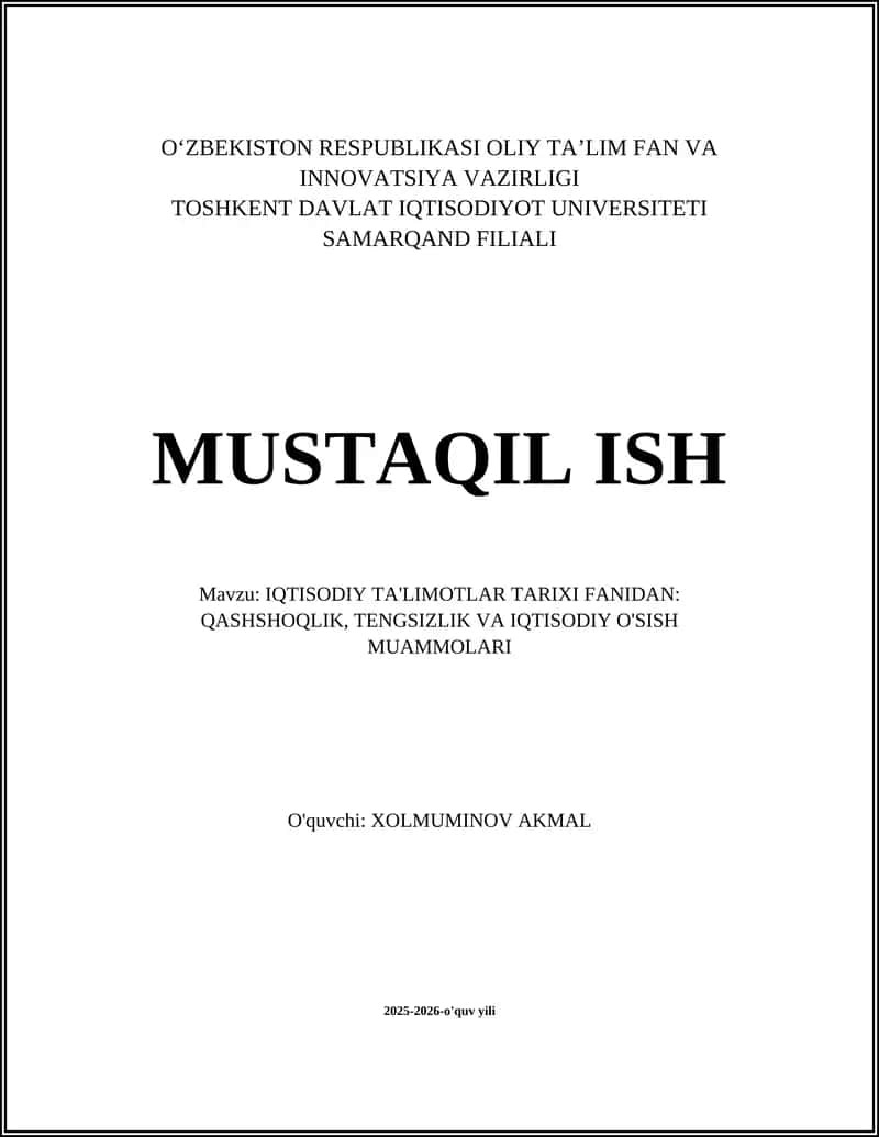 Adam Smit: bozor, iqtisodiy o'sish va qashshoqlik