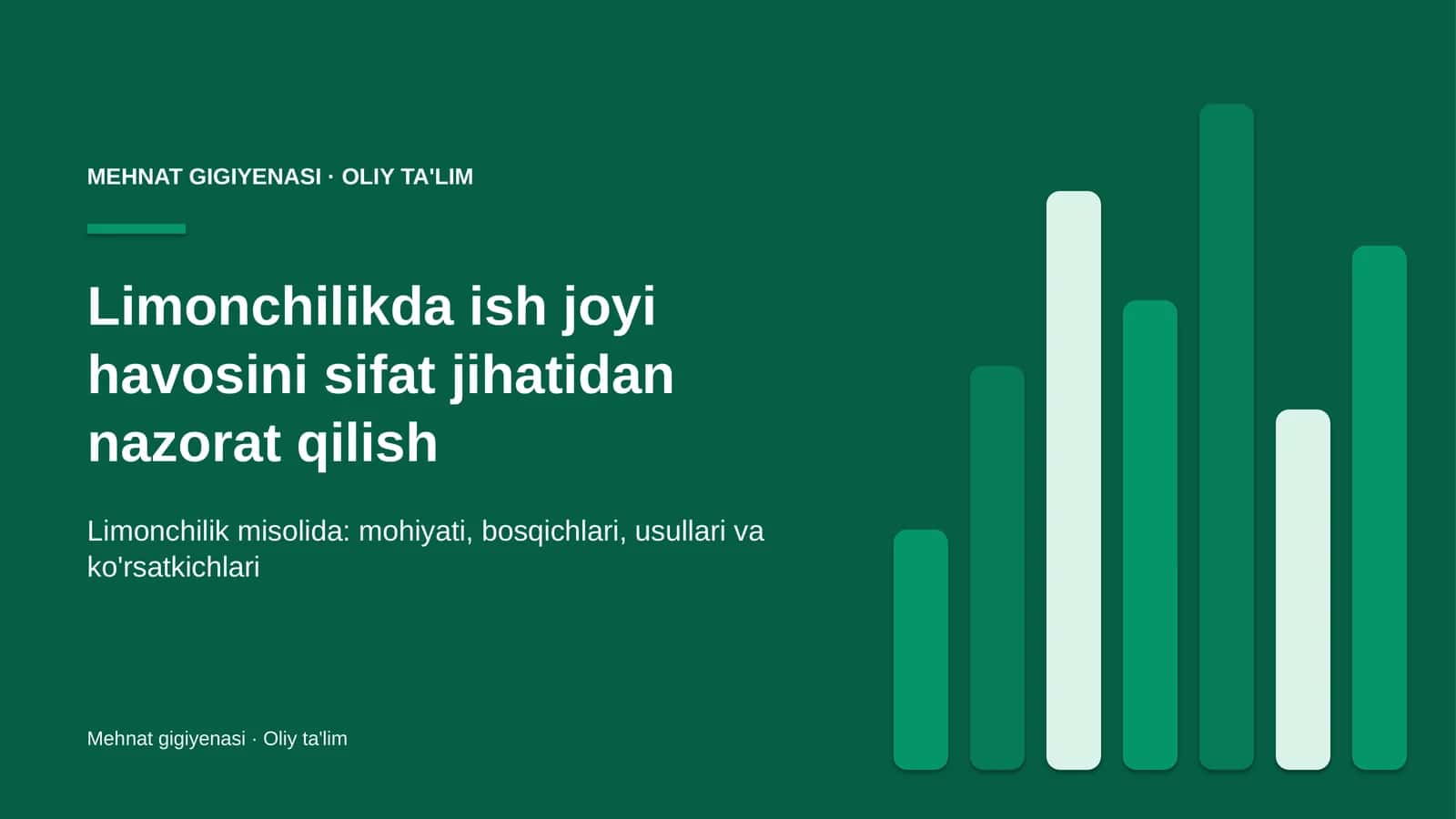 Limonchilikda ish joyi havosini sifat jihatidan nazorat qilish