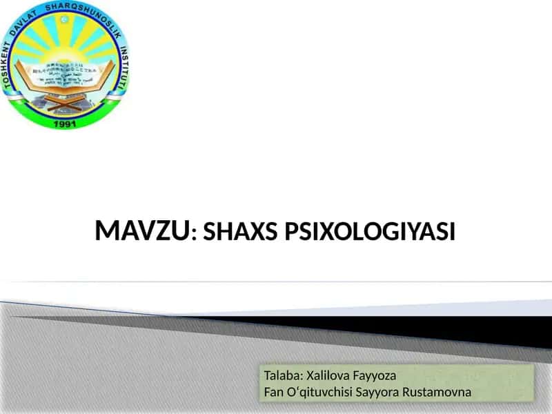 SHAXSPSIXOLOGIYASI