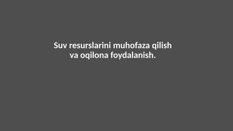 Suv resurslarini muhofaza qilish va oqilona foydalanish