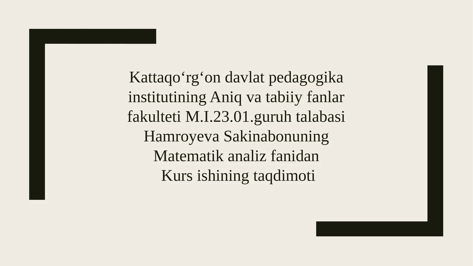 Matematika Analizi Elementar Funksiyalarni Darajali Qatorlar Ga Yoyish