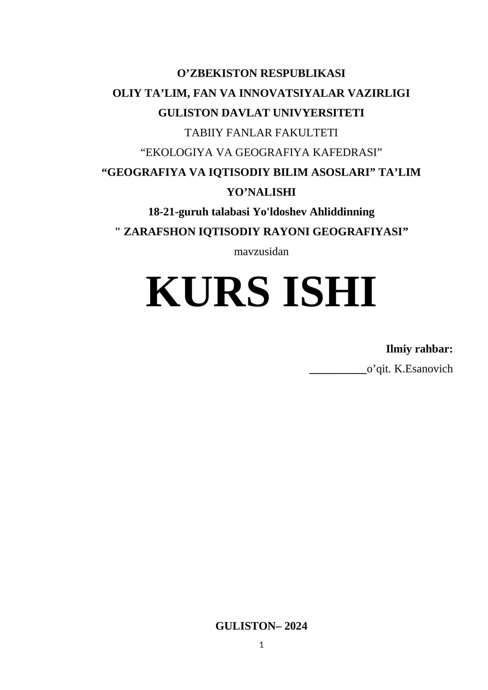ZARAFSHON IQTISOFIY RAYONI GEOGRAFIYASI