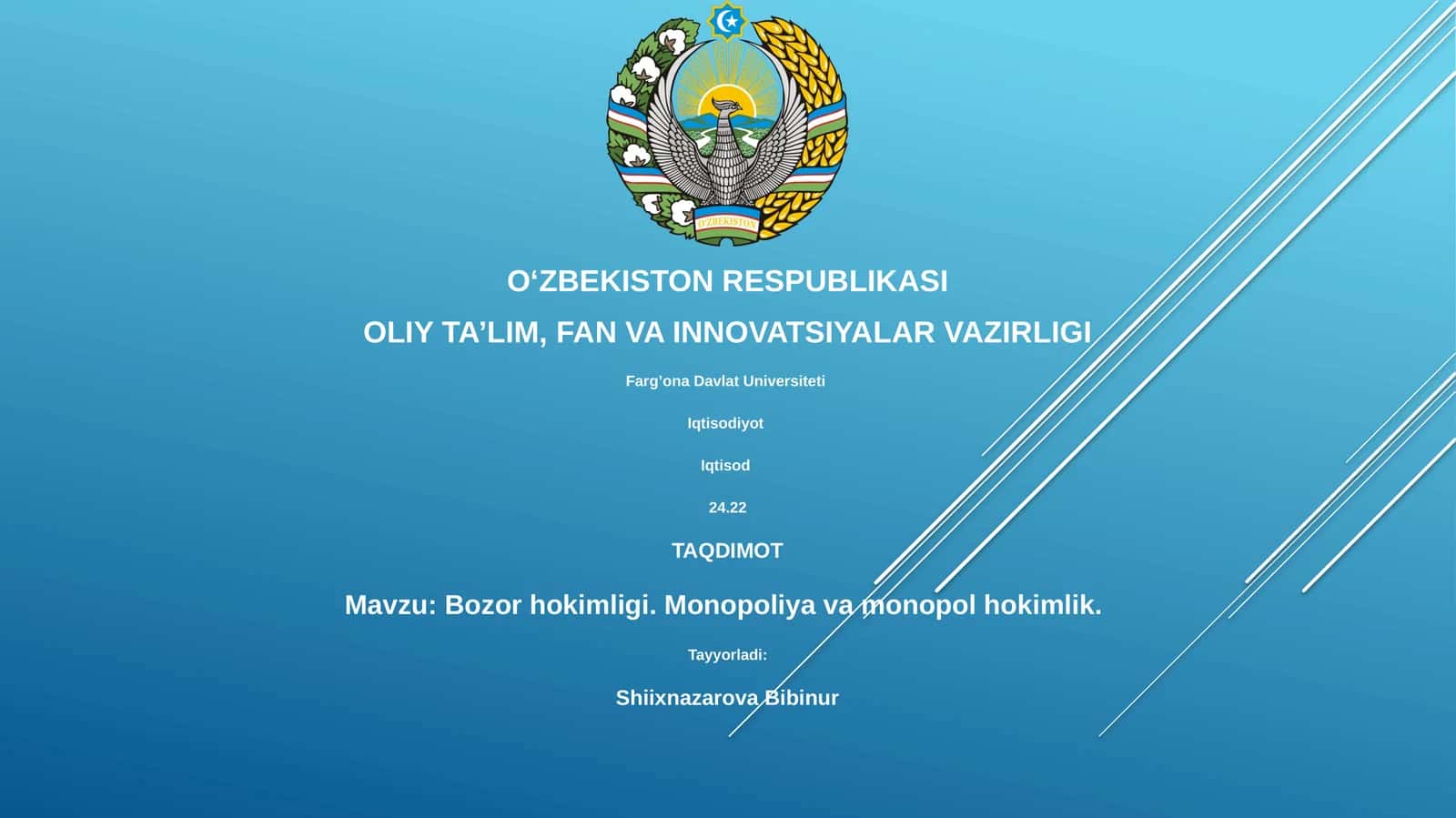 Bozor hokimligi. Monopoliya va monopol hokimlik