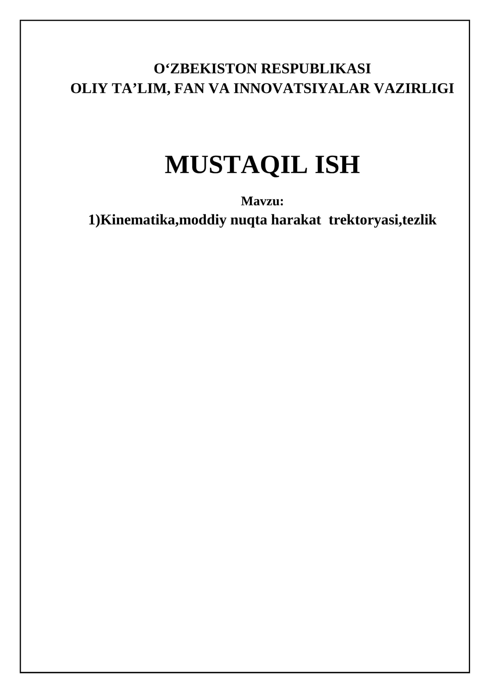 Kinematika asoslari