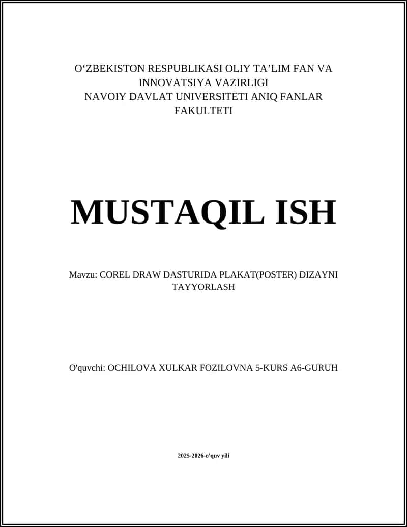 PLAKAT(POSTER) DIZAYNI TAYYORLASH