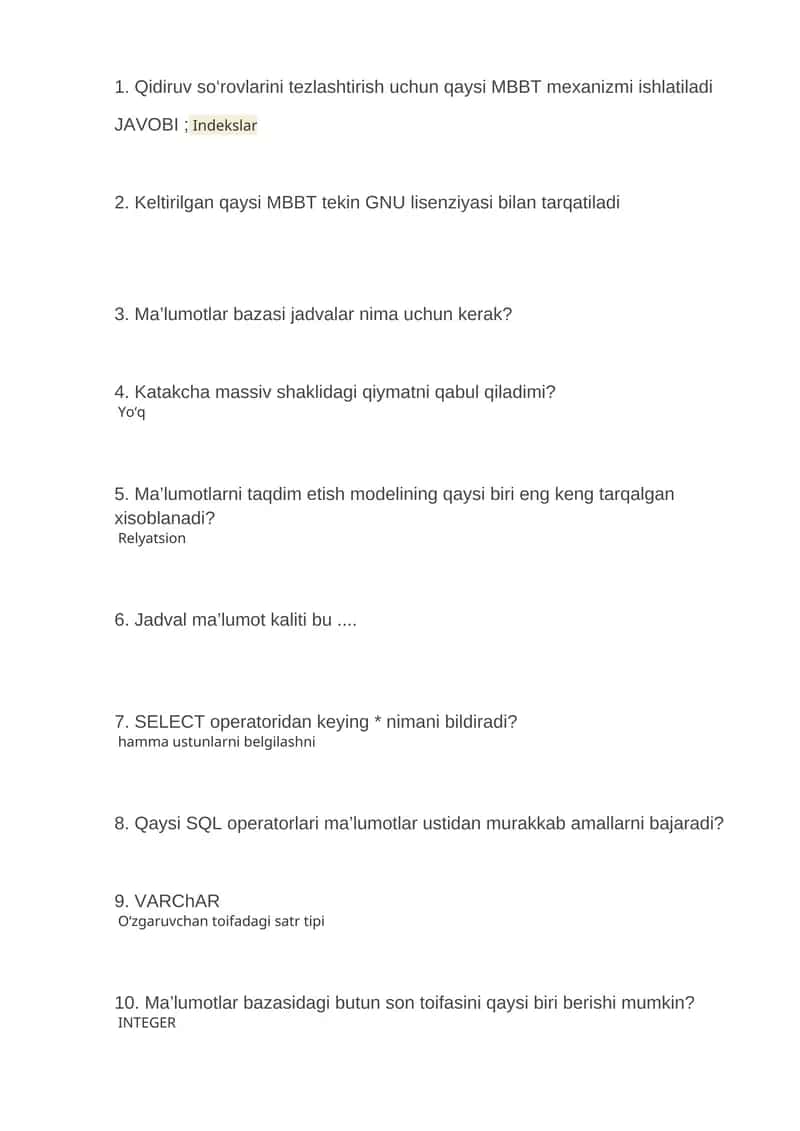 SQL asoslari