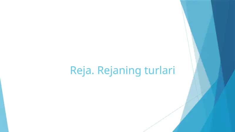 Reja.Rejaningturlari
