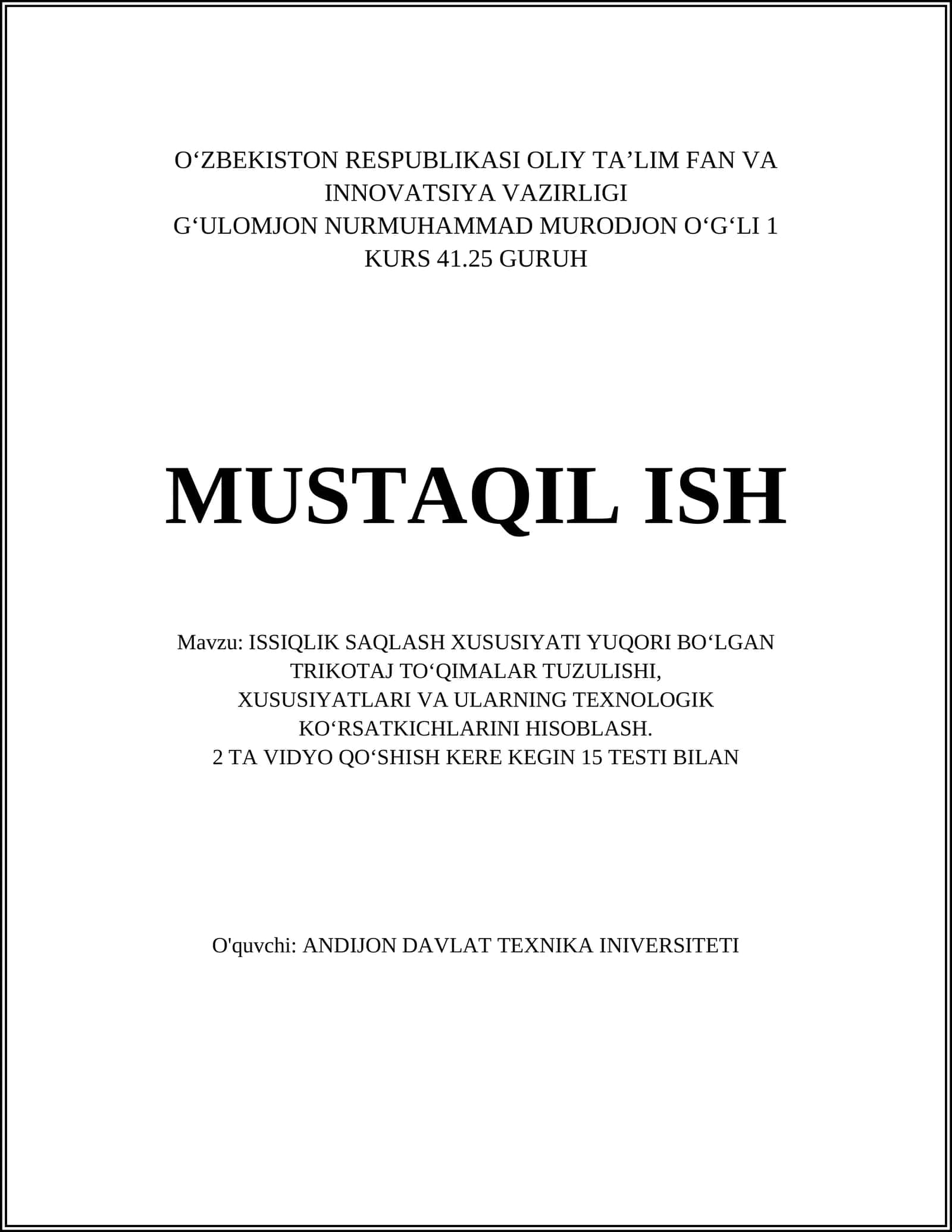 Issiqlik Saqlash Xususiyati Yuqori Bo‘lgan Trikotaj To‘qimalarning Tuzilishi va Asosiy Prinsiplar