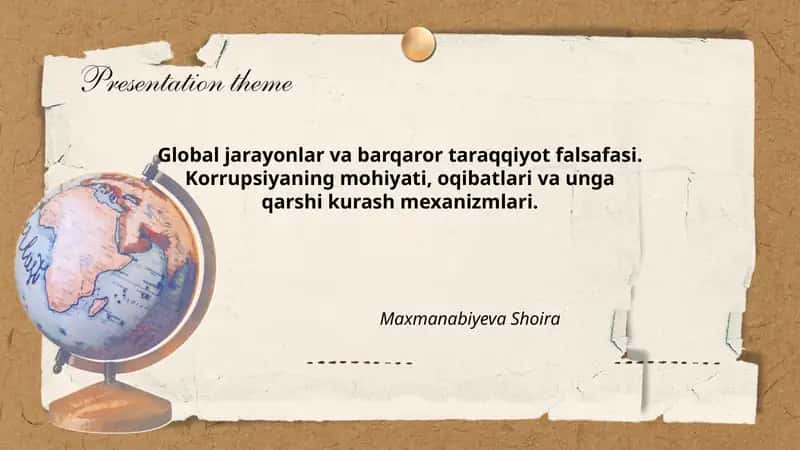 Global jarayonlar va barqaror taraqqiyot falsafasi