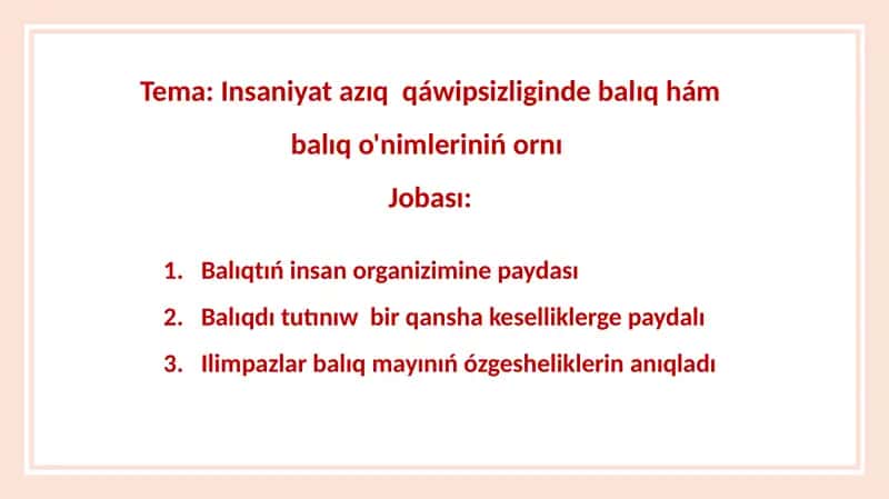 Balıqtıń insan organizimine paydası
