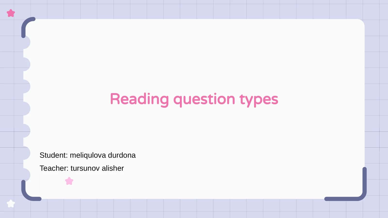 Reading question types