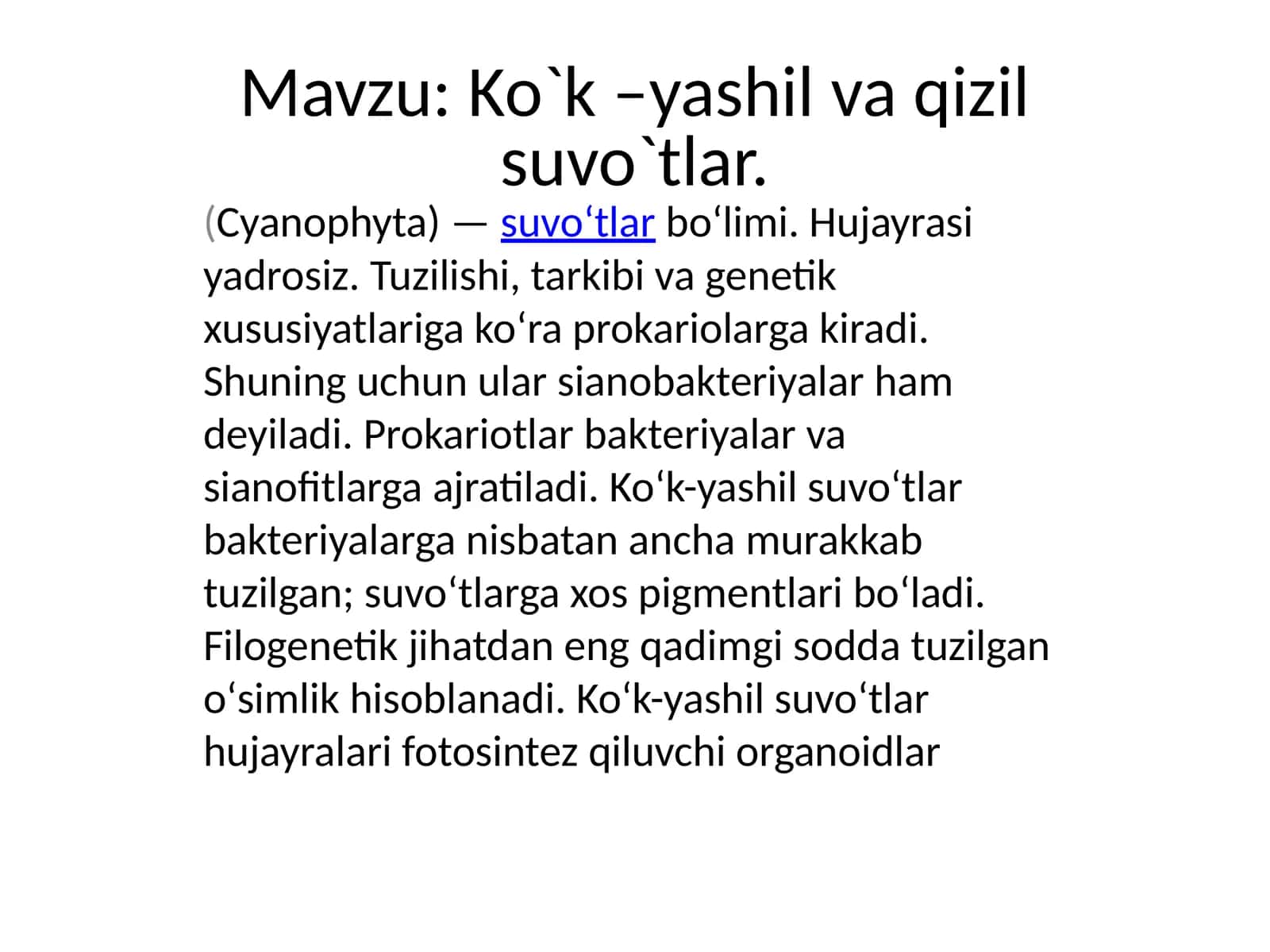 Ko`k–yashilvaqizilsuvo`tlar