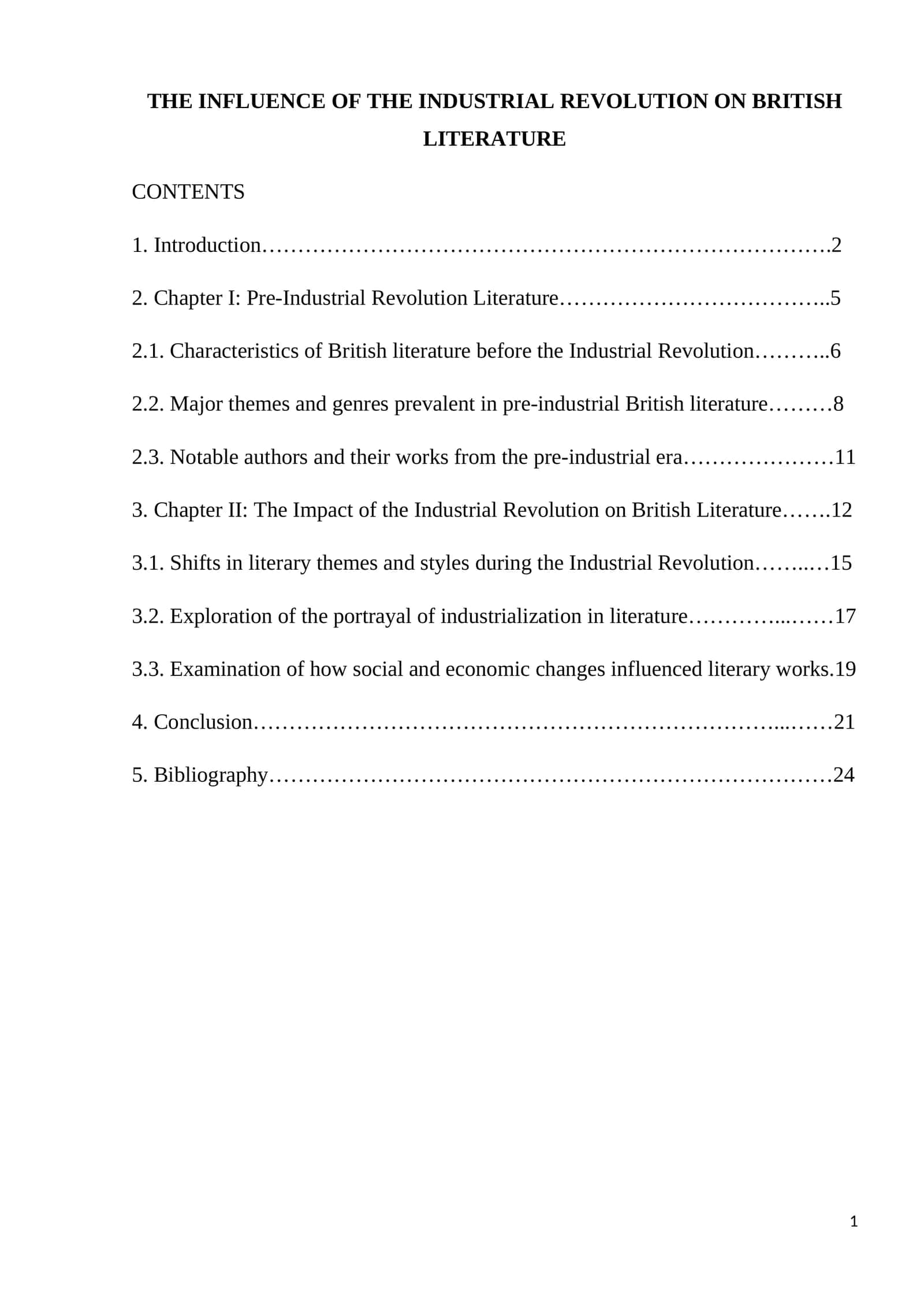 THE INFLUENCE OF THE INDUSTRIAL REVOLUTION ON BRITISH LITERATURE