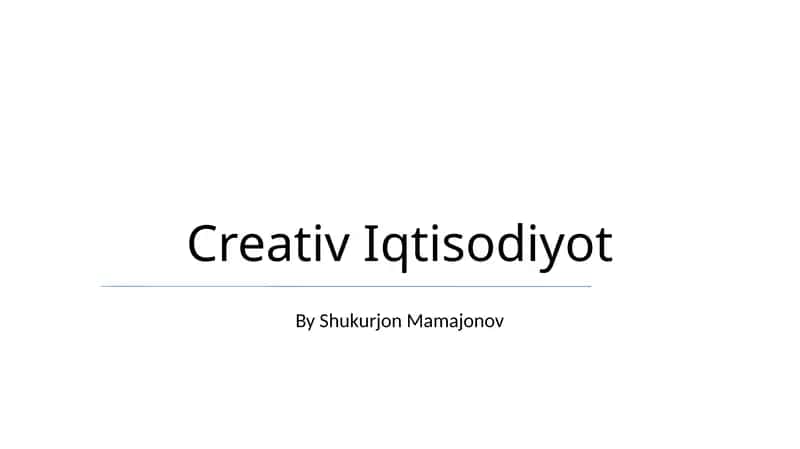 Creativ Iqtisodiyot