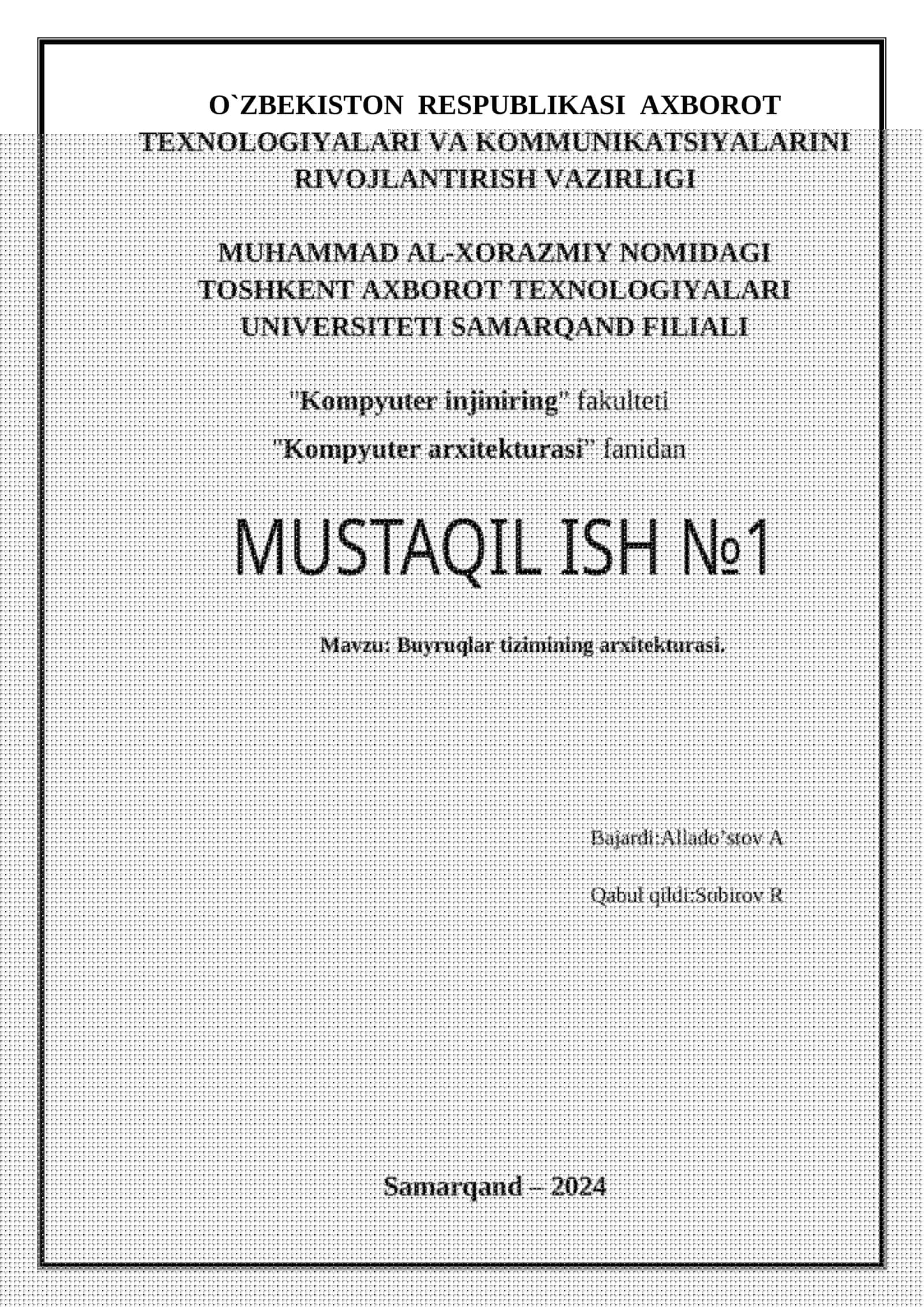 Buyruqlar tizimining arxitekturasi
