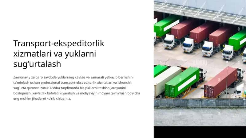 Transport-ekspeditorlik xizmatlari va yuklarni sugʻurtalash