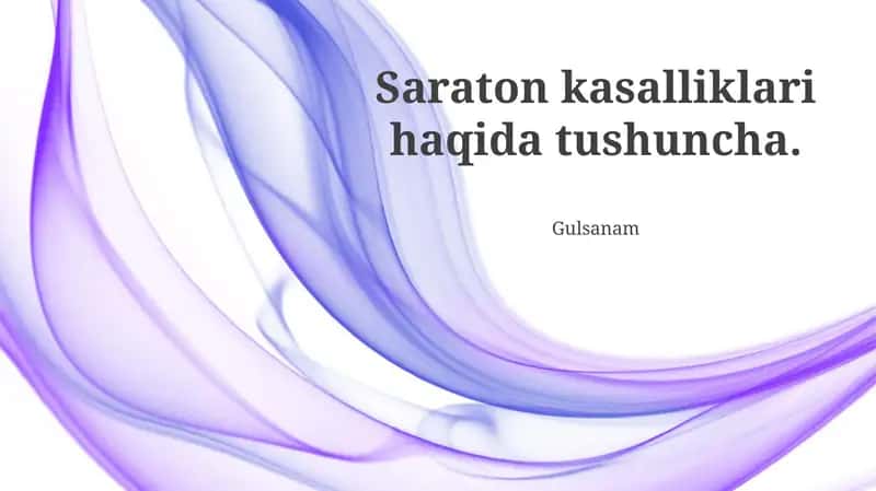 Saratonning 100 dan ortiq turlari mavjud boʻlib, ularning har biri turli xil organlar va toʻqimalarda rivojlanadi. Hujayralarning nazoratsiz oʻsishi va tarqalishi boʻlib, dunyo boʻylab yiliga 10 milliondan ortiq odamda tashxis qoʻyiladi
