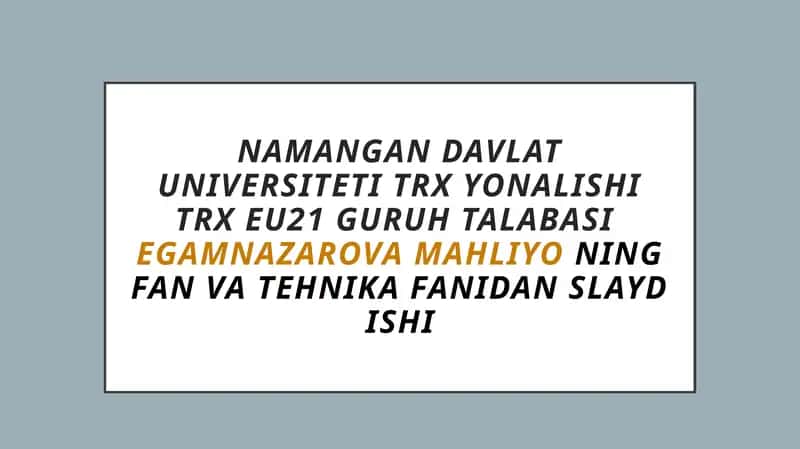 Islam Uygonish davrida Fan va Teknika