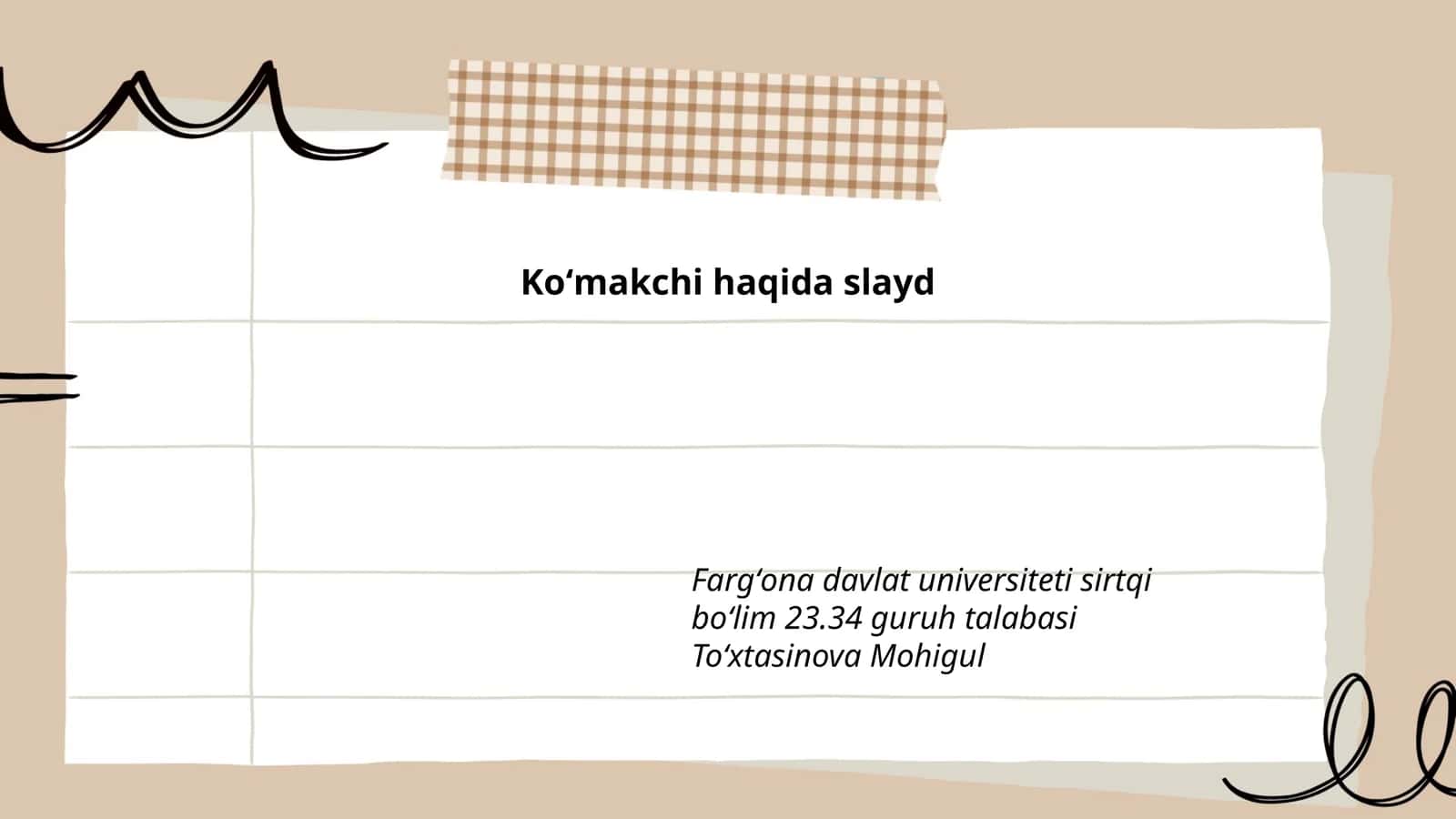 Koʻmakchi haqida slayd