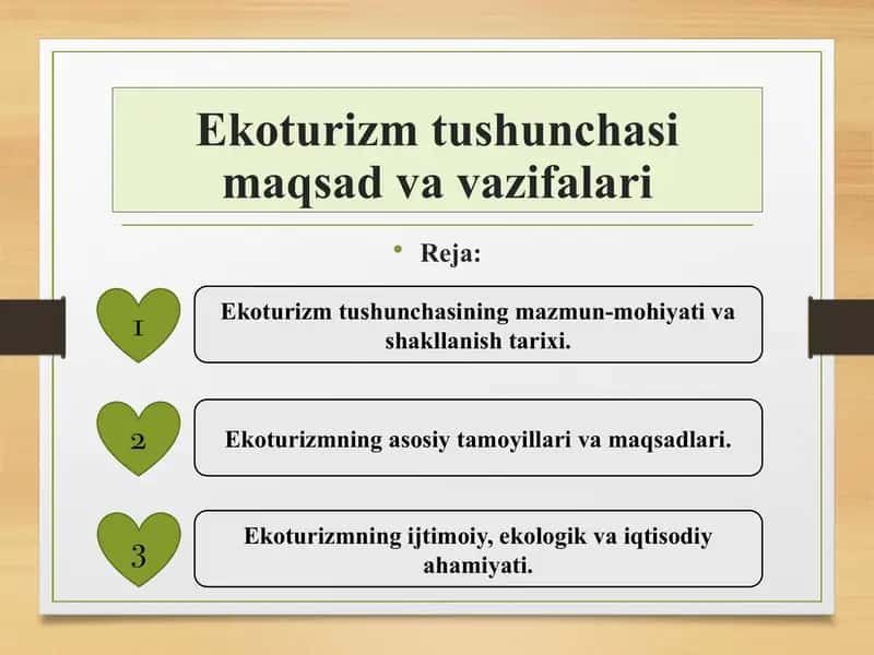 Ekoturizm tushunchasi maqsad va vazifalari