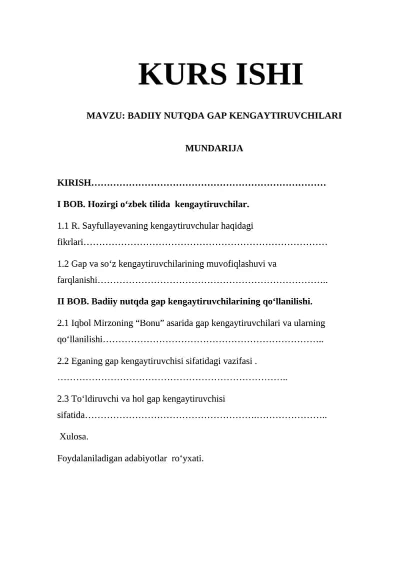 Badiiy Nutqda Gap Kengaytiruvchilari