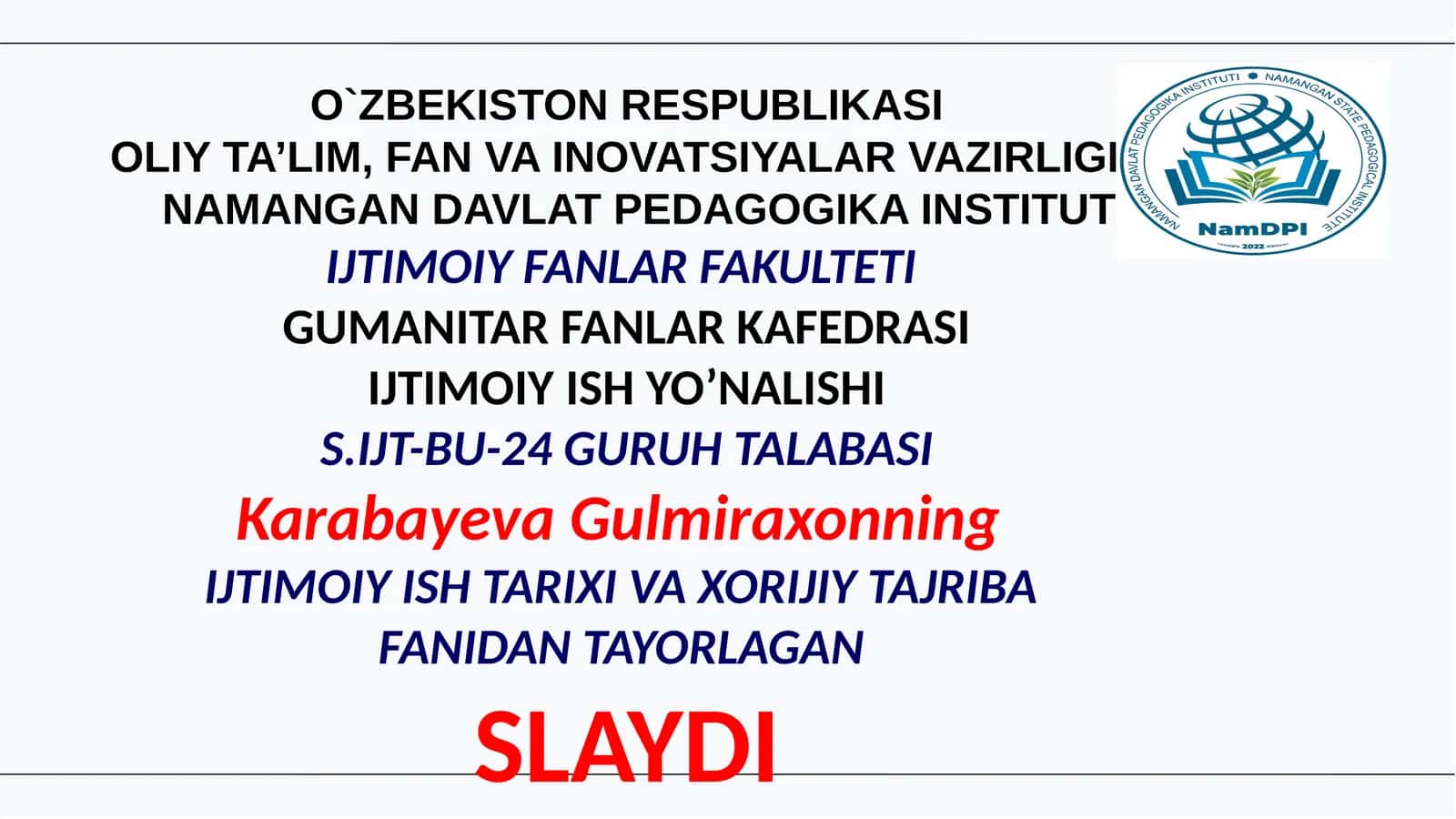 Oiladagi o`zaromunosabatlar va oila muammolari