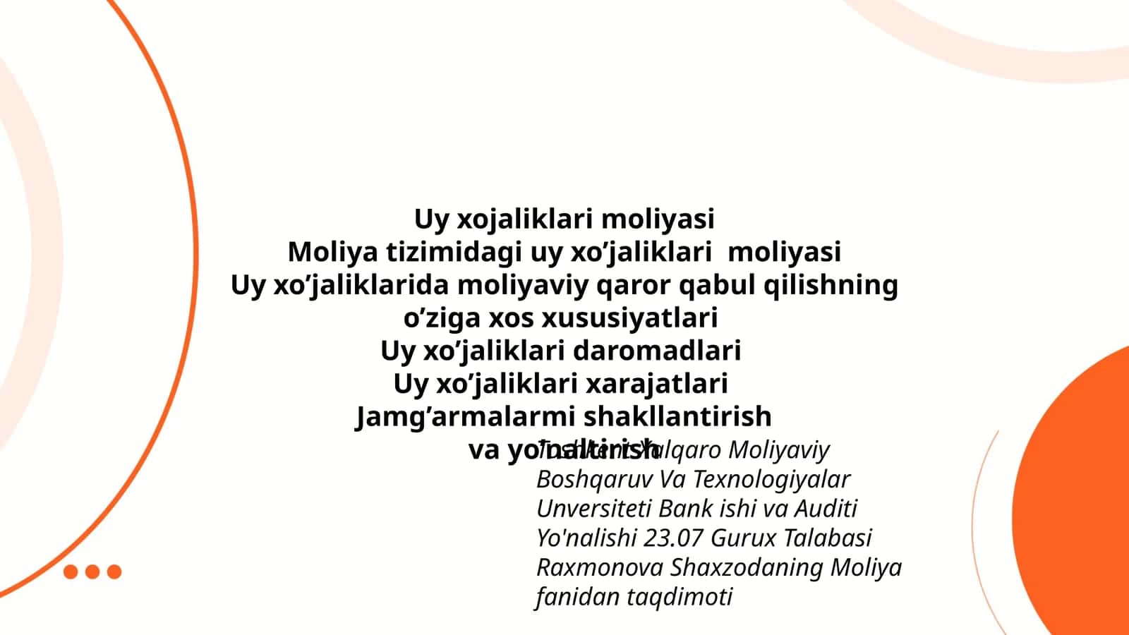 Uy xojaliklari moliyasi