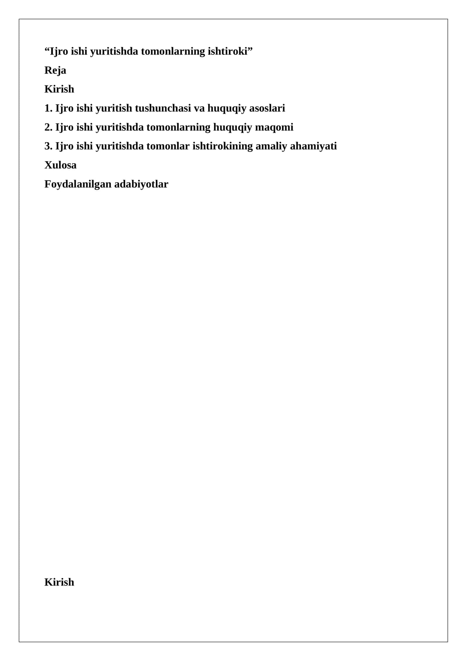 Ijro ishi yuritishda tomonlarning ishtiroki