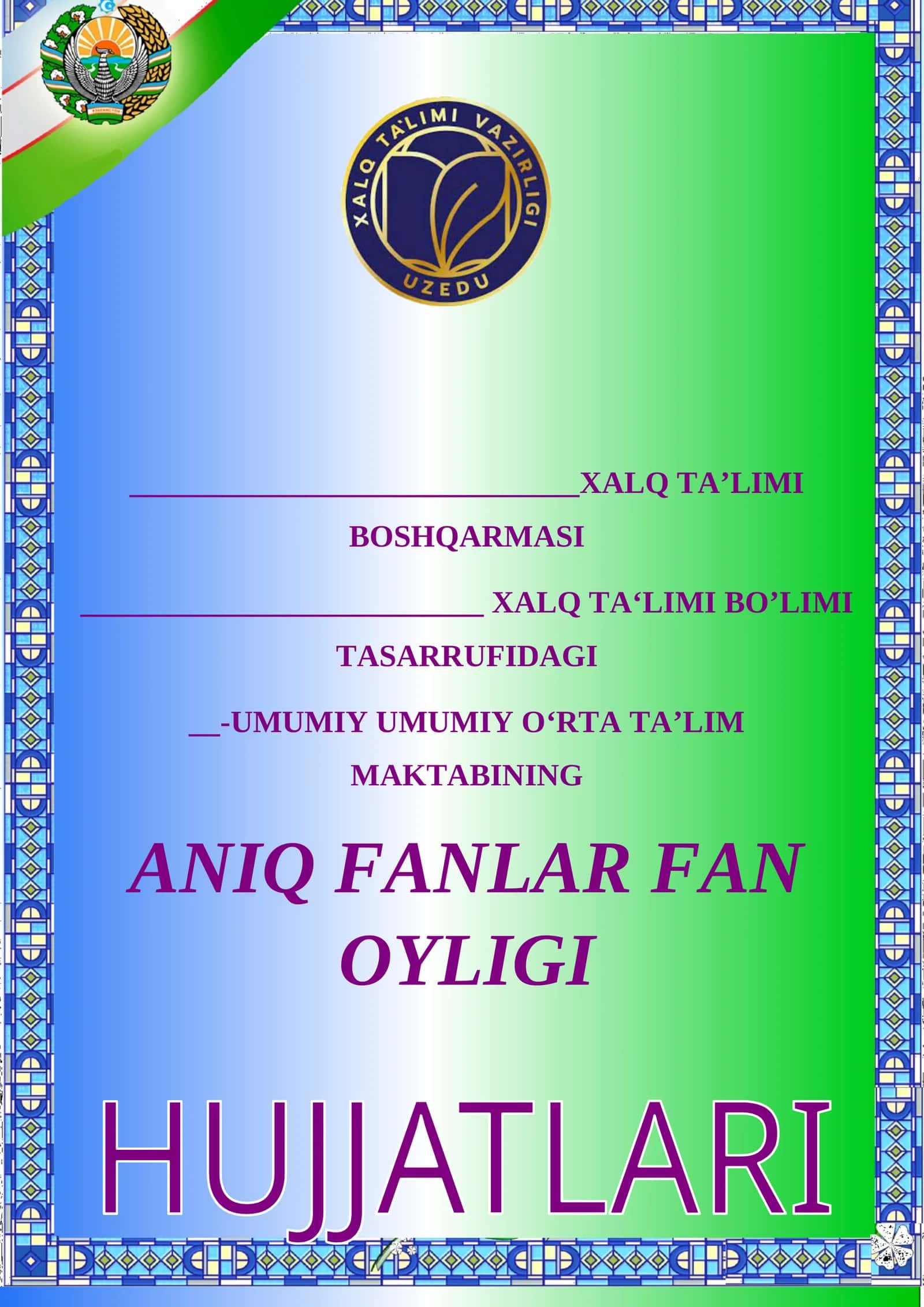 Aniq fanlar fan oyligi hujjatlari
