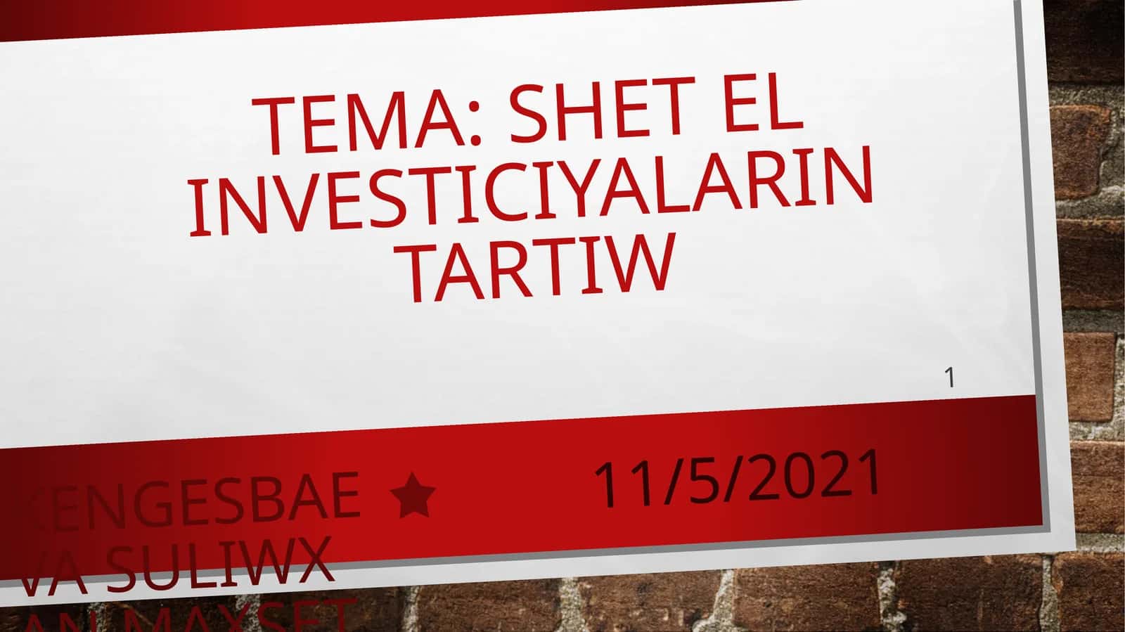 Shet el investiciyalarin tartiw