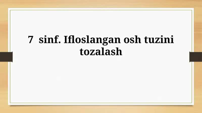 Ifloslangan oshtuzin tozalash