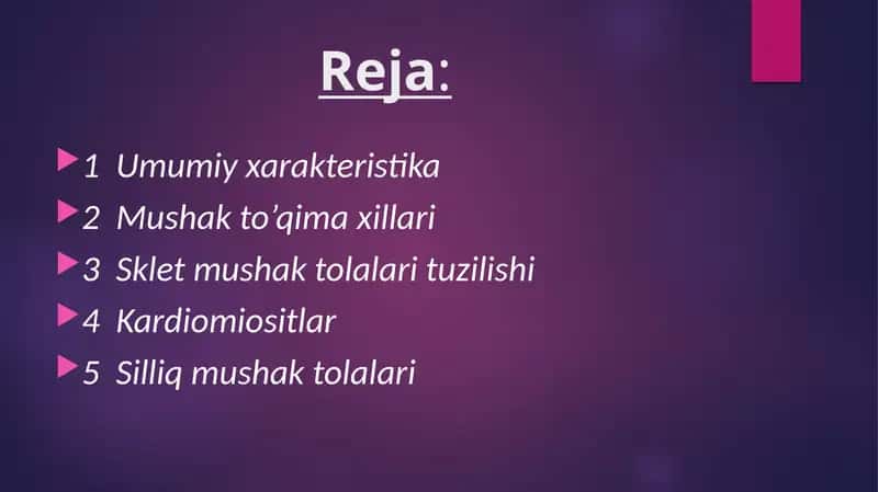 Sklet mushak to'qimasi tuzilishi