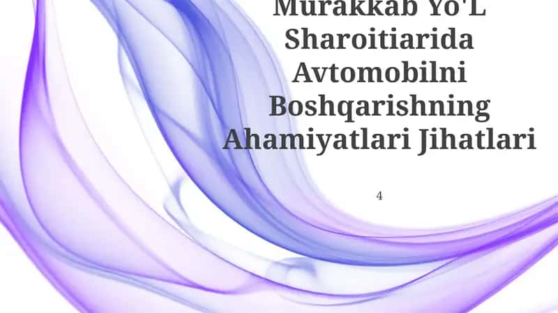 Murakkab Yo'L Sharoitiarida Avtomobilni Boshqarishning Ahamiyatlari Jihatlari