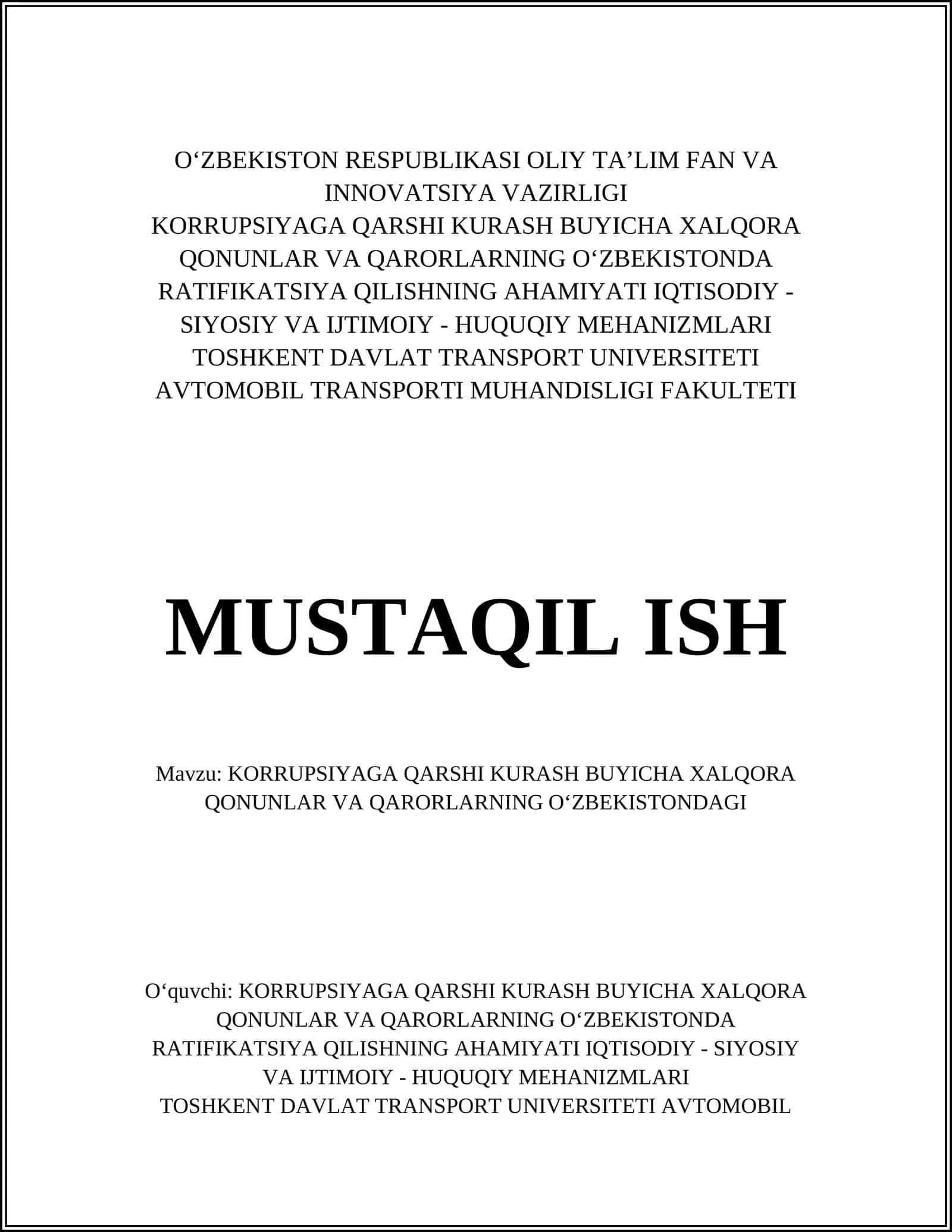 MUSTAQIL ISH