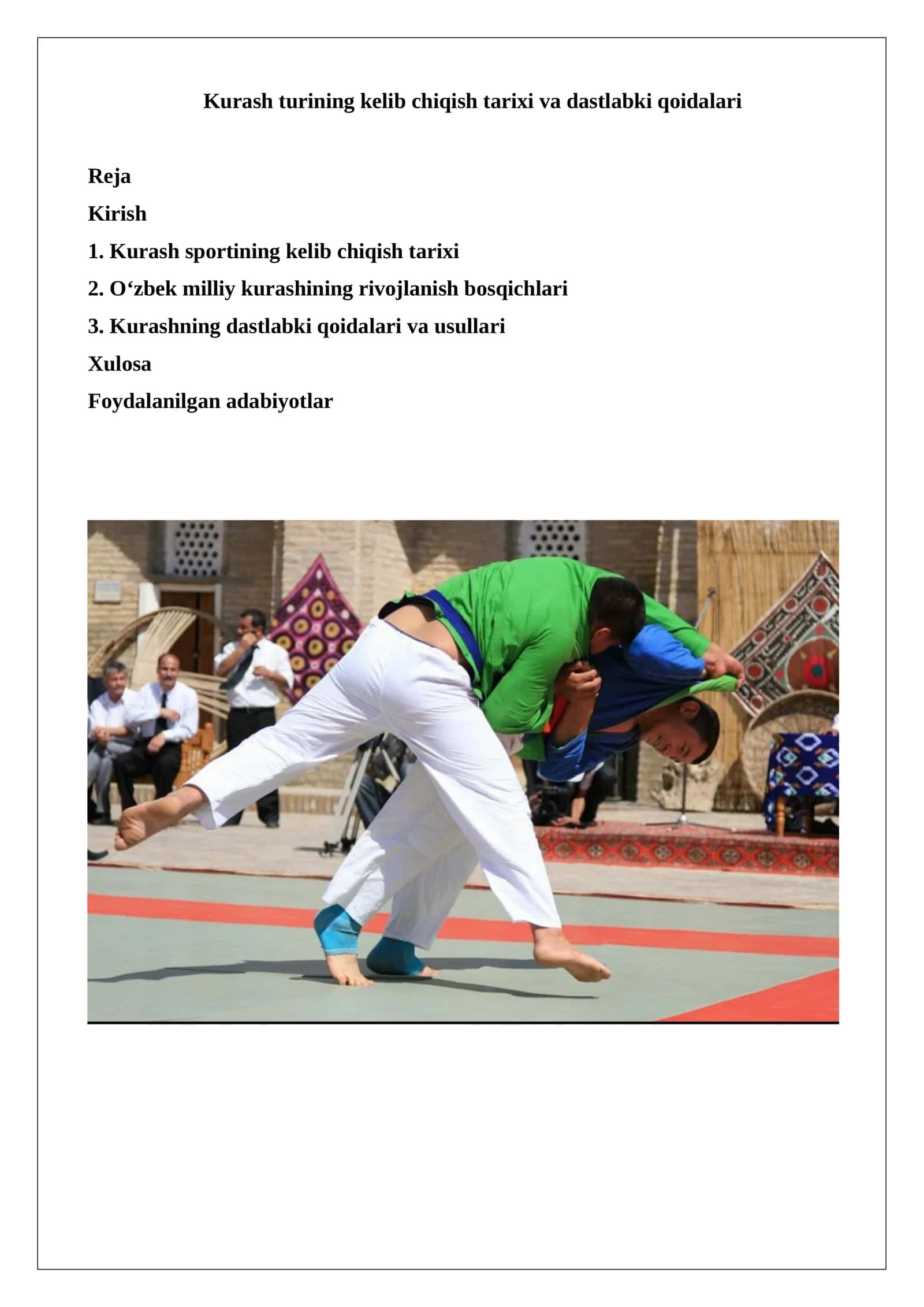 Kurash turining kelib chiqish tarixi va dastlabki qoidalari