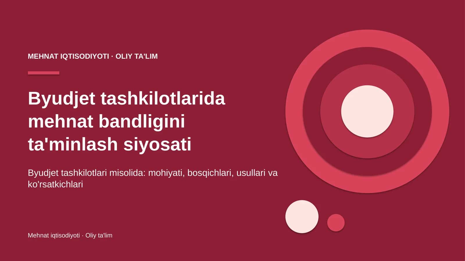 byudjet tashkilotlarida mehnat bandligini ta'minlash siyosati 2603