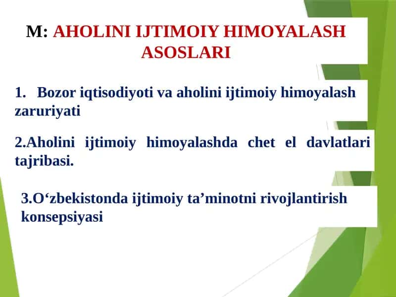Bozoriqtisodiyoti va aholini ijtimoiy himoyalash zaruriyati