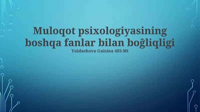 Suhbat psixologiyasi va aloqa fanlari