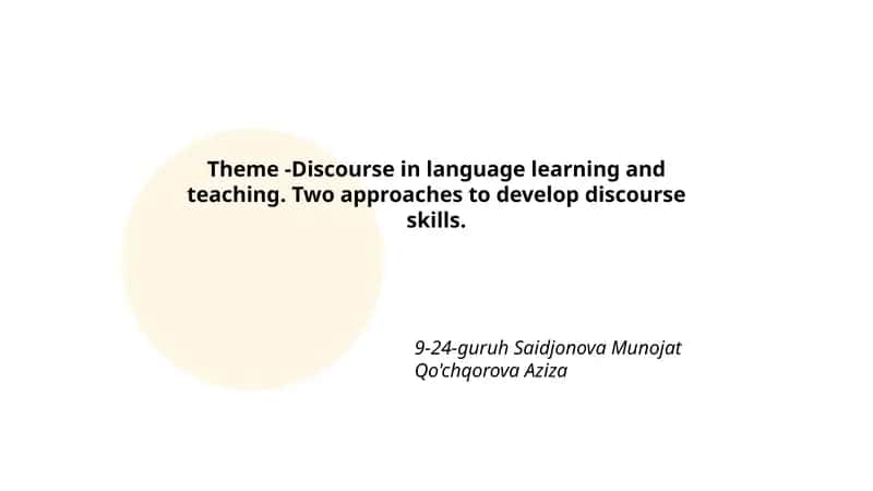Discourse in language learning and teaching