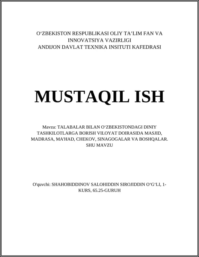 Talabalar bilan oʻzbekistondagi diniy tashkilotlarga borish