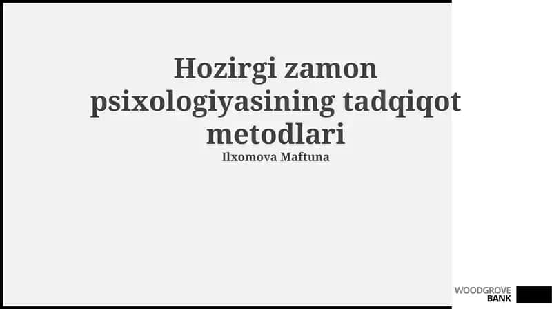 Zamonaviy psixologiyada tadqiqot usullari
