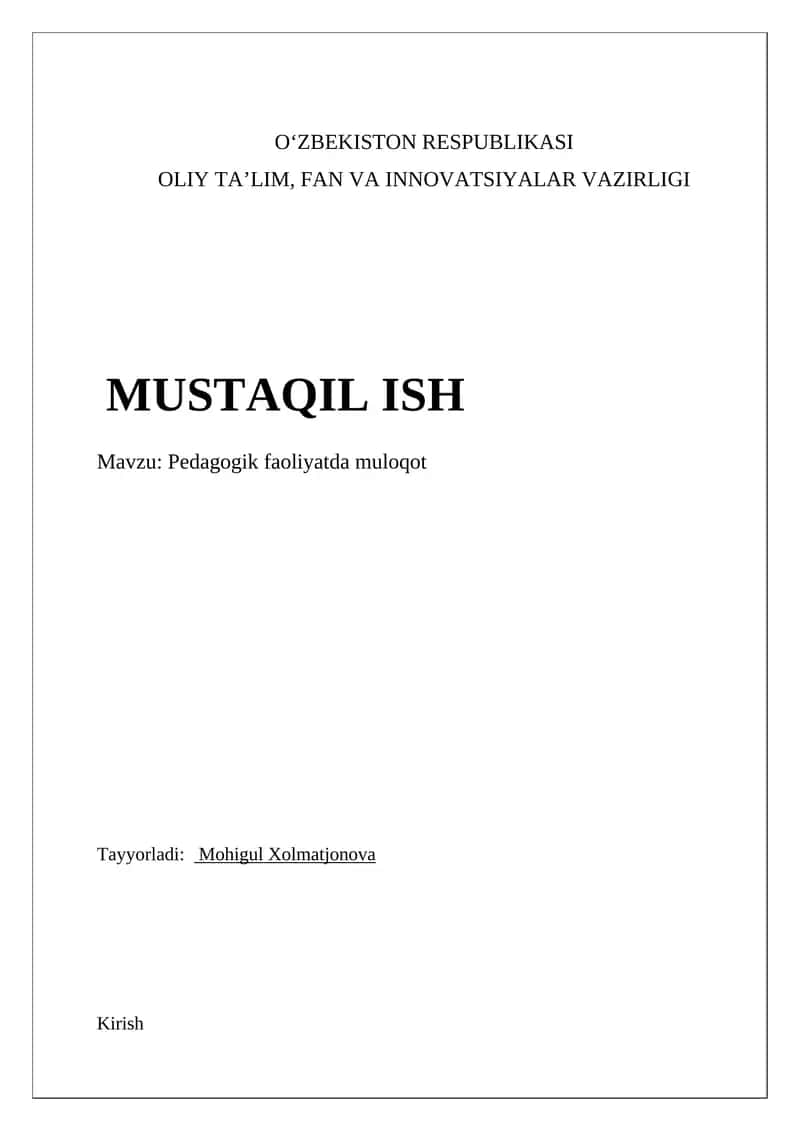 Pedagogik faoliyatda muloqot