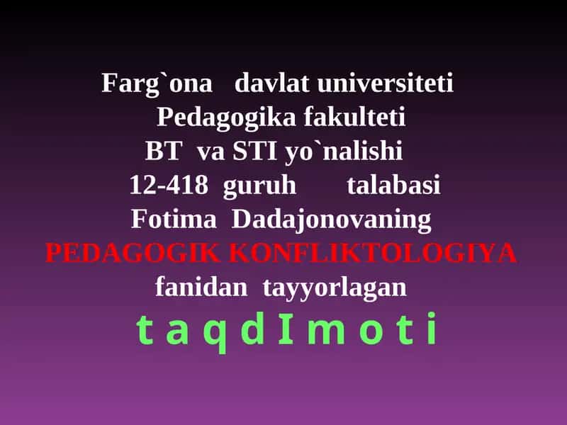 PEDAGOGIK KONFLIKTOLOGIYA
