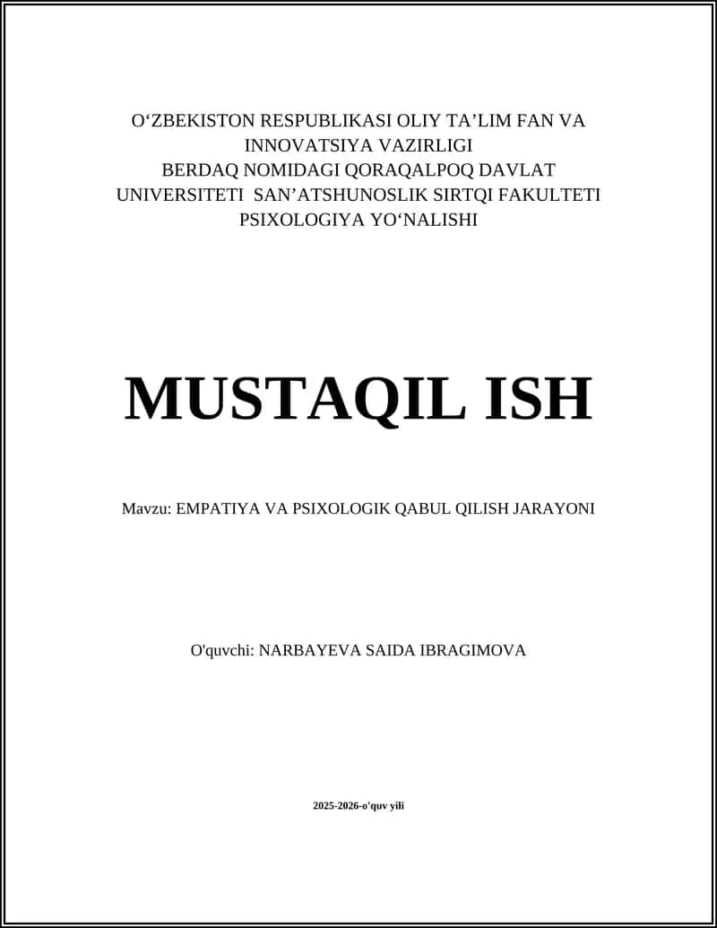 Empatiya va psixologik qabul qilish jarayoni