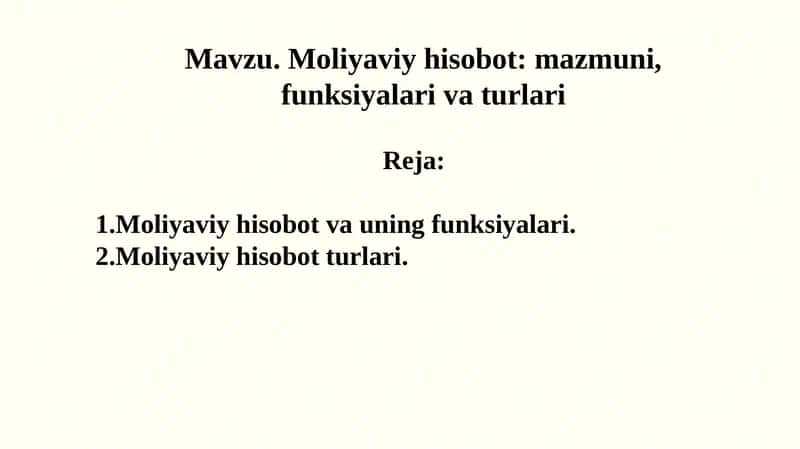 Moliyaviy hisobotning funksiyalari