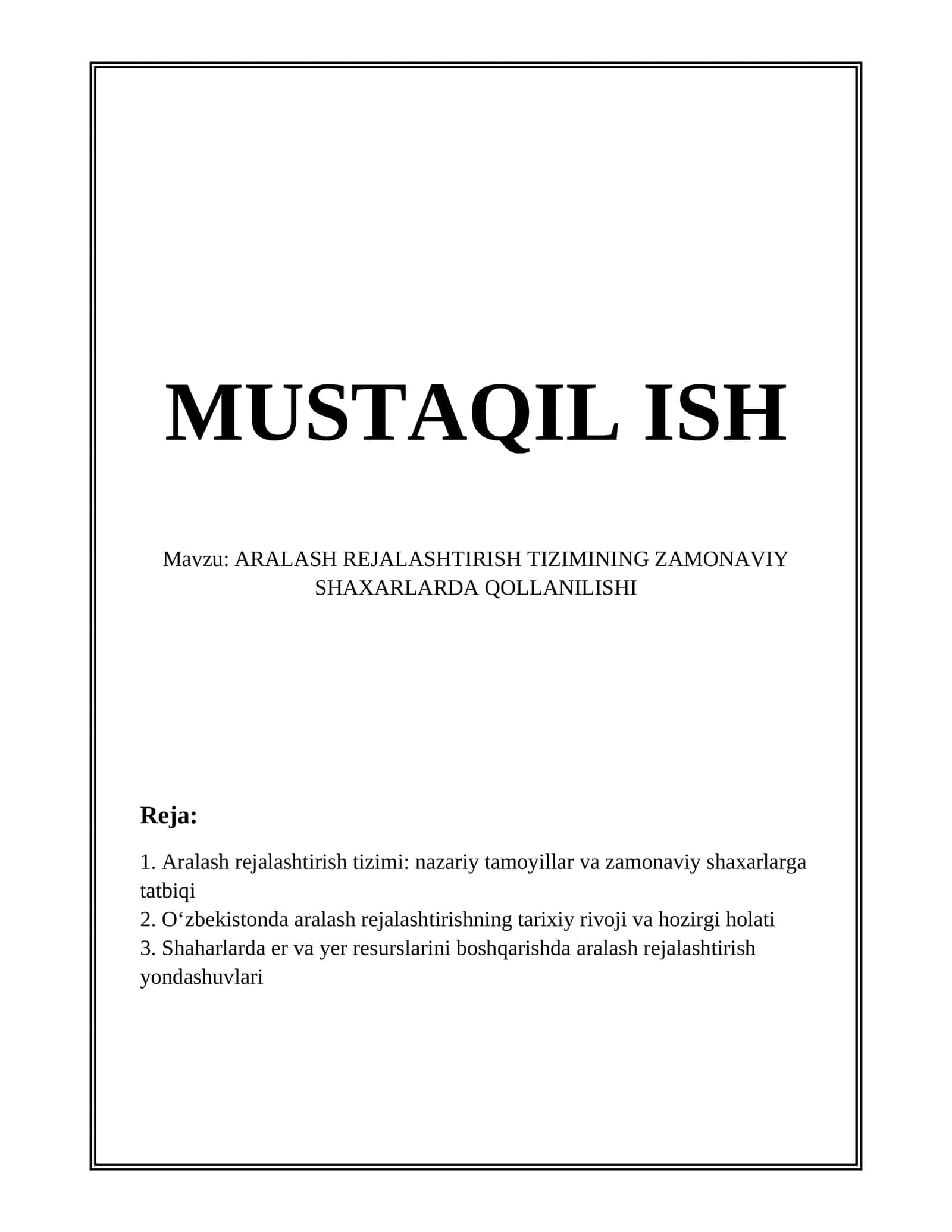 Aralash rejalashtirish tizimi