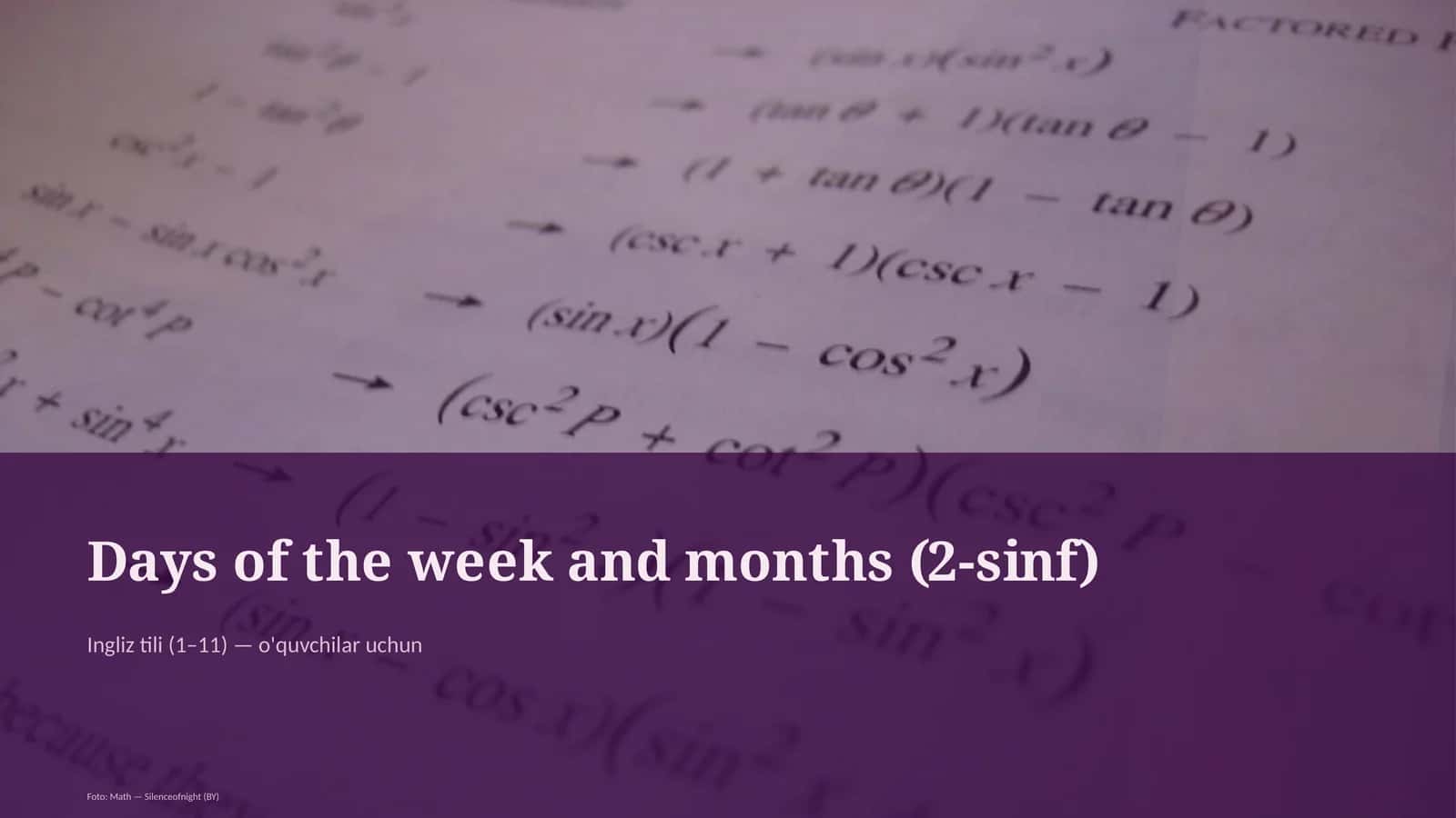 Days of the week and months (2-sinf)