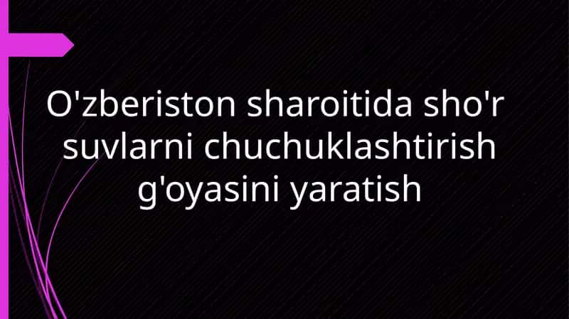 O'zberiston sharoitida sho'r suvlar ni chuchuklashtirish g'oyasi
