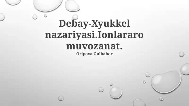 Debye-Xyukkel nazariyasi