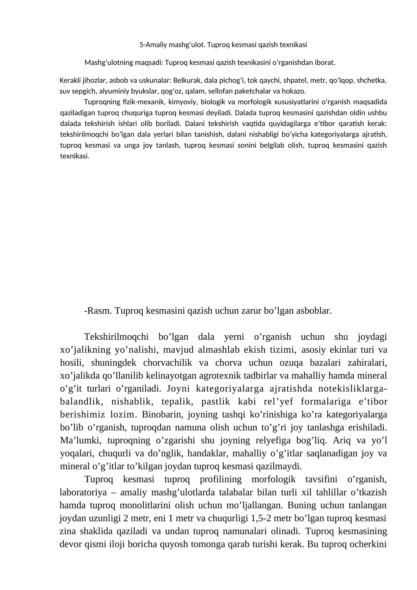 Tuproq Kesmasi Qazish Texnikasi